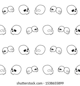 Skulls vector seamles halloween on the white background - Vector
