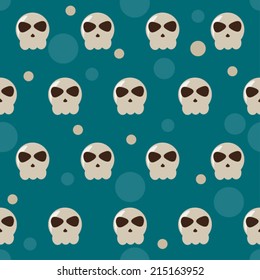 Skulls vector seamless halloween pattern background