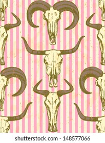 Skulls, vector seamless pattern