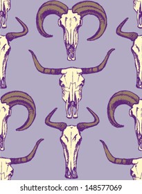 Skulls, vector seamless pattern