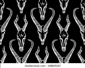 Skulls, vector seamless pattern