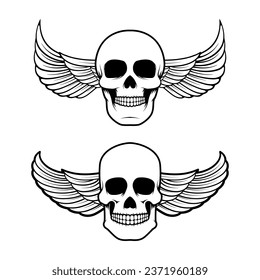skulls with wings. Design element for poster, t-shirt print. Vector illustration.