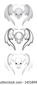 Skulls with Wings Vector Illustrations