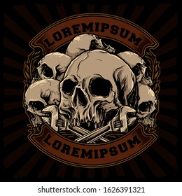 skulls with wrench vector illustration