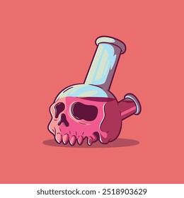 A Skull-shaped Bong made of glass vector illustration. Weed, brand design concept.