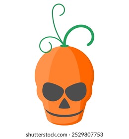 Calabaza en forma de cráneo. Calabaza de Halloween, calavera de fantasmas, miedo, horror. Tema de Halloween. personaje místico. monstruos. personaje malvado. espíritus. Ilustración vectorial. cráneo naranja. Jack o'lantern 