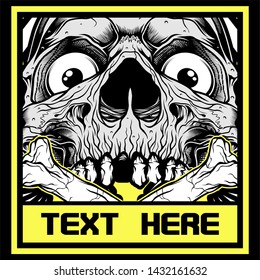 skull.vector hand drawing,Shirt designs, biker, disk jockey, gentleman, barber and many others.isolated and easy to edit. 