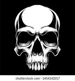 skull,.vector hand drawing,Shirt designs, biker, disk jockey, gentleman, barber and many others.isolated and easy to edit. Vector Illustration - Vector