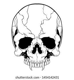 skull.vector hand drawing,Shirt designs, biker, disk jockey, gentleman, barber and many others.isolated and easy to edit. Vector Illustration - Vector