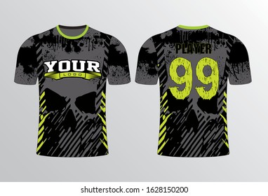 Skully face neon stripe side insert shirt
