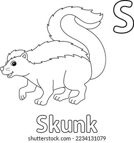 Skunk Animal Alphabet ABC Isolated Coloring Page S