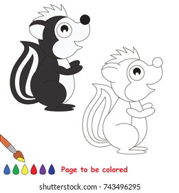 Skunk Animal to be colored, the coloring book for preschool kids with easy educational gaming level.