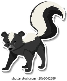 Skunk animal cartoon sticker illustration