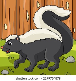 Skunk Animal Colored Cartoon Illustration