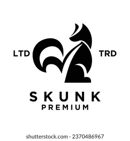 Skunk black white silhouette icon design illustration template