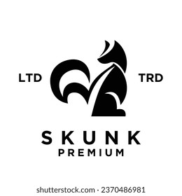 Skunk black white silhouette icon design illustration template