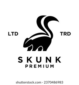 Skunk black white silhouette icon design illustration template