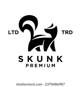 Skunk black white silhouette icon design illustration template