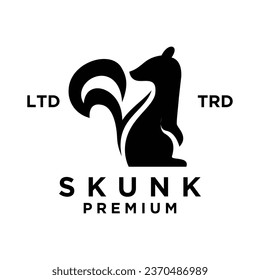 Skunk black white silhouette icon design illustration template