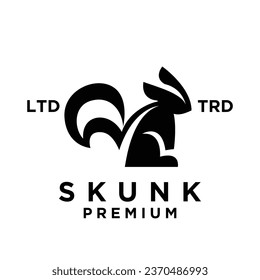 Skunk black white silhouette icon design illustration template