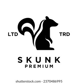 Skunk black white silhouette icon design illustration template