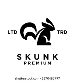 Skunk black white silhouette icon design illustration template