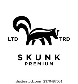 Skunk black white silhouette icon design illustration template