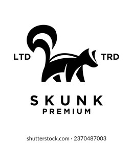 Skunk black white silhouette icon design illustration template