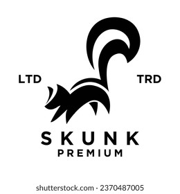 Skunk black white silhouette icon design illustration template