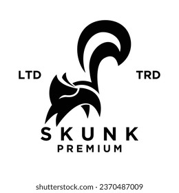 Skunk black white silhouette icon design illustration template