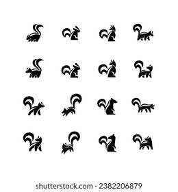 Skunk black white silhouette icon design illustration template