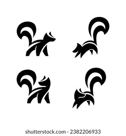 Skunk black white silhouette icon design illustration template