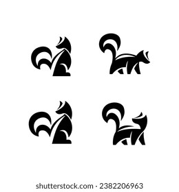 Skunk black white silhouette icon design illustration template