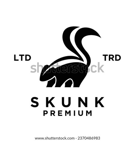 Skunk black white silhouette icon design illustration template