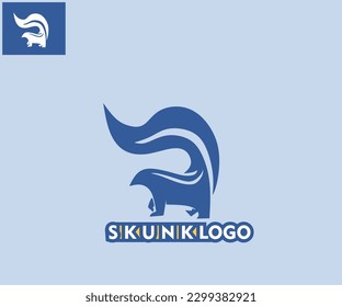 SKUNK BLUE LOGO, silhouette of simple small cute animal standing vector illustrations