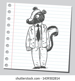 Skunk businessman. Funny drawing of a skunk in suit of a businessman.