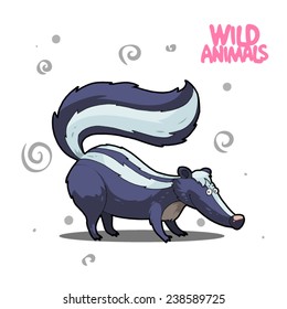 skunk cartoon illustration isolated on white