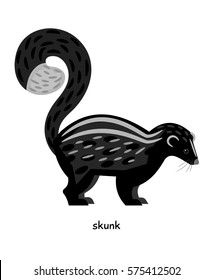 Skunk –rather clumsy animal on short legs.