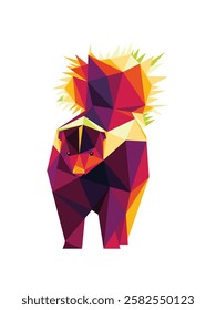 Skunk Colorful Polygonal low poly vector. Colorful Low Poly Illustration of Skunk. Skunk Colorful vector Logo