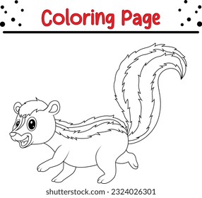 Skunk coloring page for children. Skunk Animal Isolated Coloring book for Kids