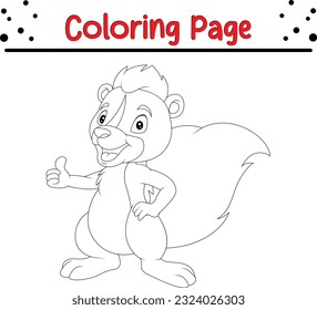 Skunk coloring page for children. Skunk Animal Isolated Coloring book for Kids