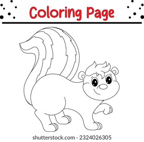 Skunk coloring page for children. Skunk Animal Isolated Coloring book for Kids