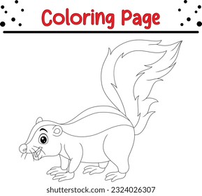 Skunk coloring page for children. Skunk Animal Isolated Coloring book for Kids