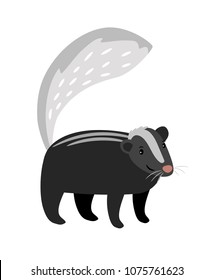 Skunk cute cartoon icon isolated on white bakground, vector illusration