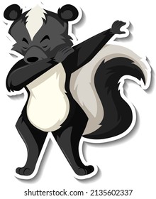 Skunk dabbing animal cartoon sticker illustration