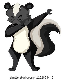 A skunk dabbing on white backgroubd illustration