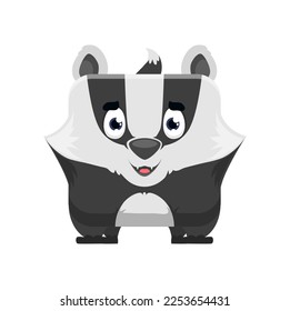 Skunk emoji, kawaii animal or square face emoticon, vector cartoon character icon. Funny cute skunk kawaii emoji, zoo happy pet with smile, kid baby comic manga sticker or avatar square face