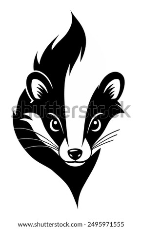 Skunk head black and white isolated logo or symbol. Can be used as emblem or mascot for sports or other products.