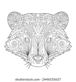 Skunk head line art for children or adult coloring book. Vector graphic, coloring page. Hand-drawn with ethnic floral doodle pattern. Zendala, spiritual relaxation. Zen doodles
