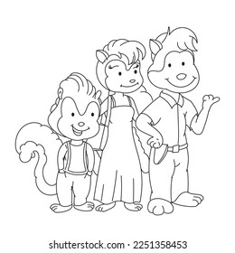 skunk and his family doodle art